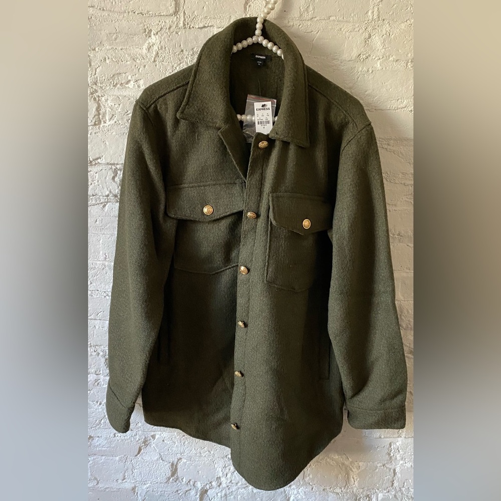 Olive Green Oversized Utility Jacket